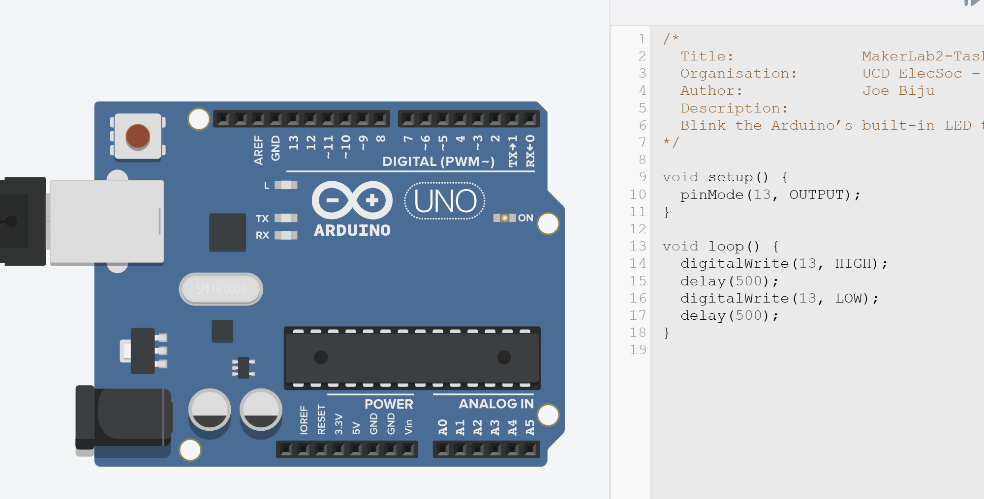 LED blinking in TinkerCAD