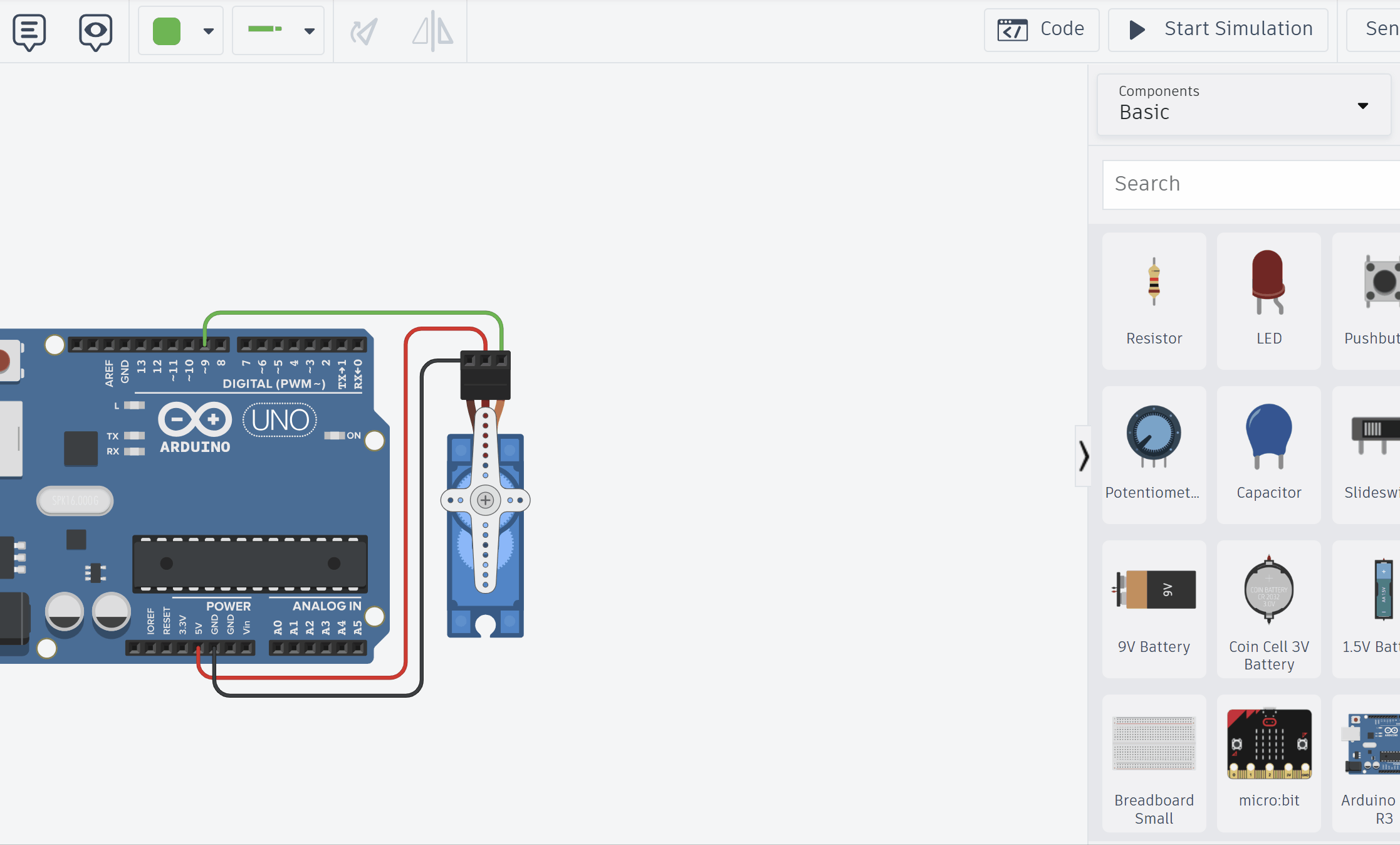 TinkerCAD Demo of Servo moving