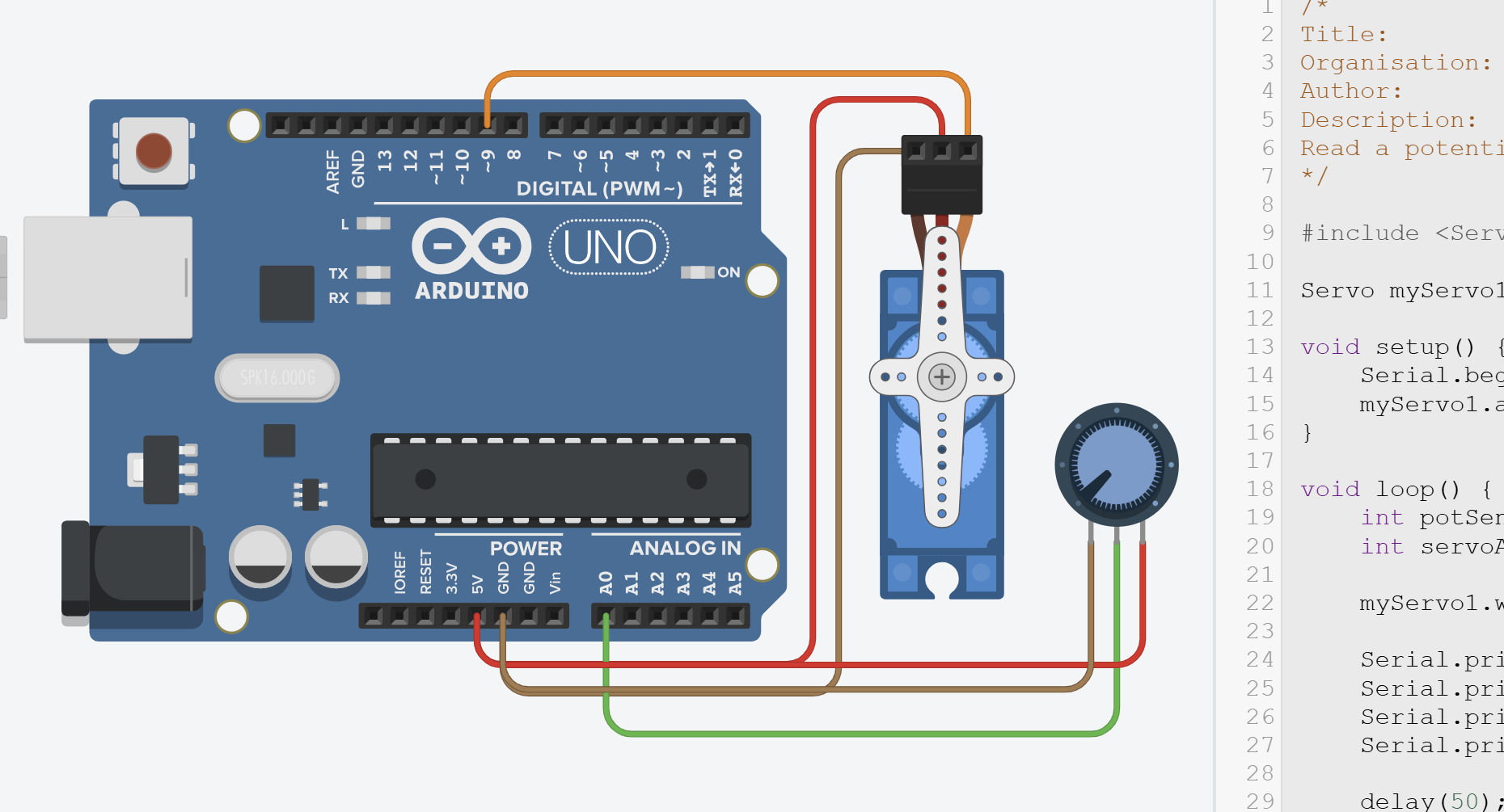 Potentiometer and Servo Circuit